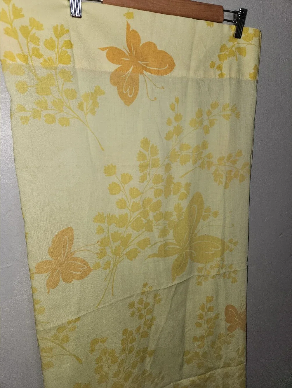 Vintage 1960s 1970s Springmaid King Size Pillowcase Yellow Orange Butterfly